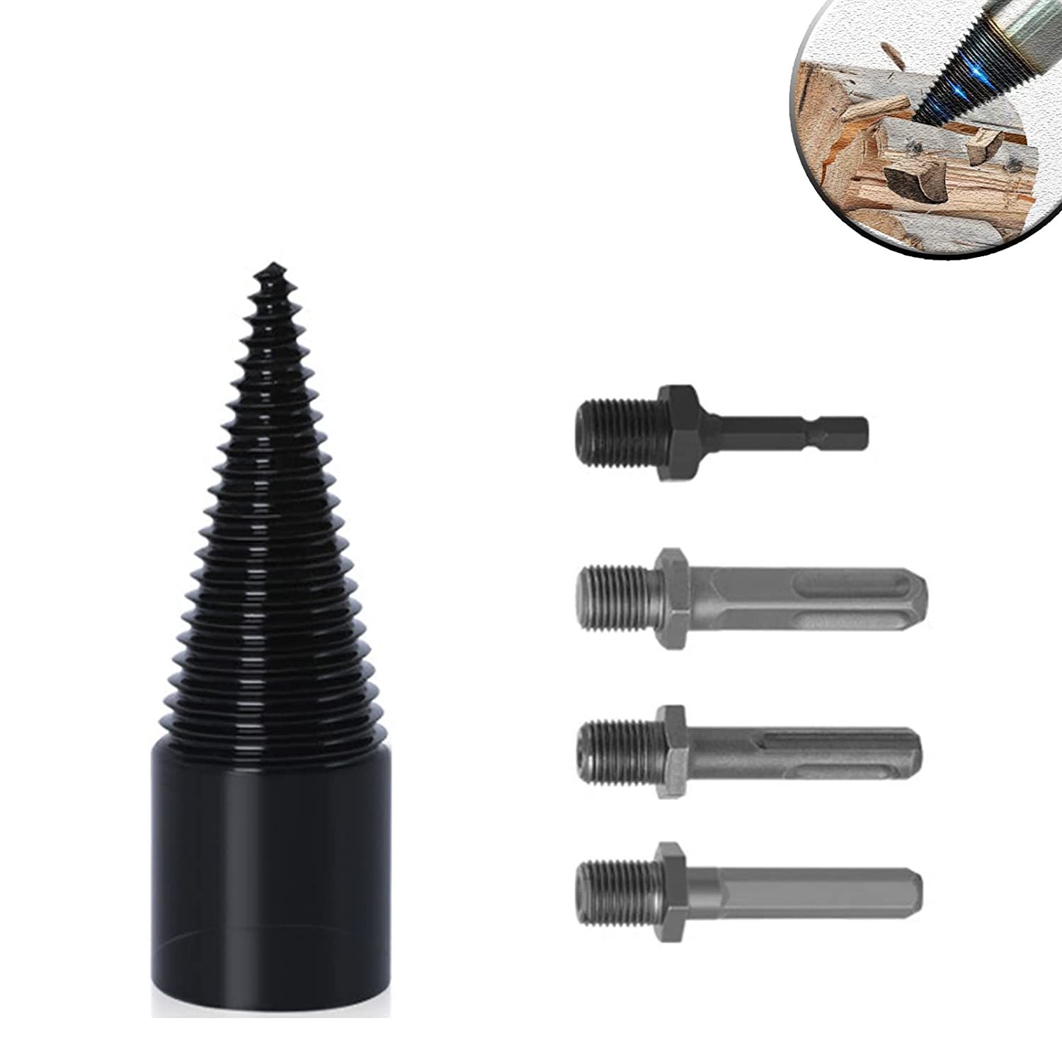 Aajdhe Firewood Drill Bit Wood Splitter,4Pcs Firewood Splitter,Firewood ... - $29.95