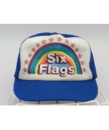 Six Flags Rainbow Print Vintage Hat Snapback Trucker Cap Adjustable Mesh... - $71.61 CAD