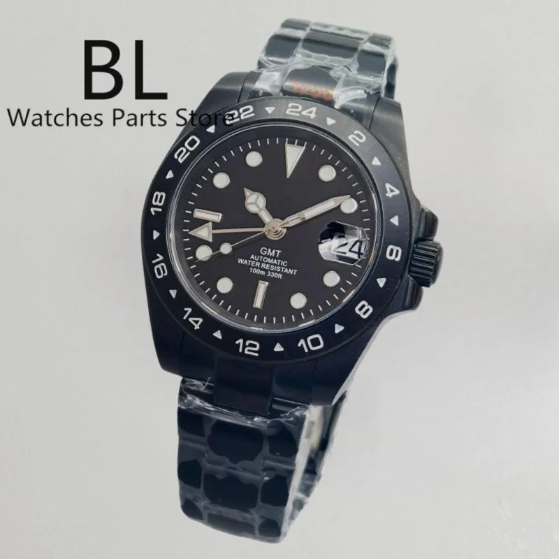 Full Black Watch For Men Green GMT Hand NH34 Oyster/Jubilee Bracelet Sap... - $213.59
