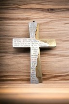 The Lord&#39;s Prayer Stainless Steel Cross Pendant Mens Two Tone Religious - £6.85 GBP