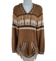 Sisandina Alpaca Hooded Sweater Hand Woven Ecuador - £38.88 GBP