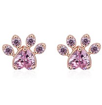 Ashion cubic zirconia cute cat paw earrings bear and dog paw on pink claw stud earrings thumb200