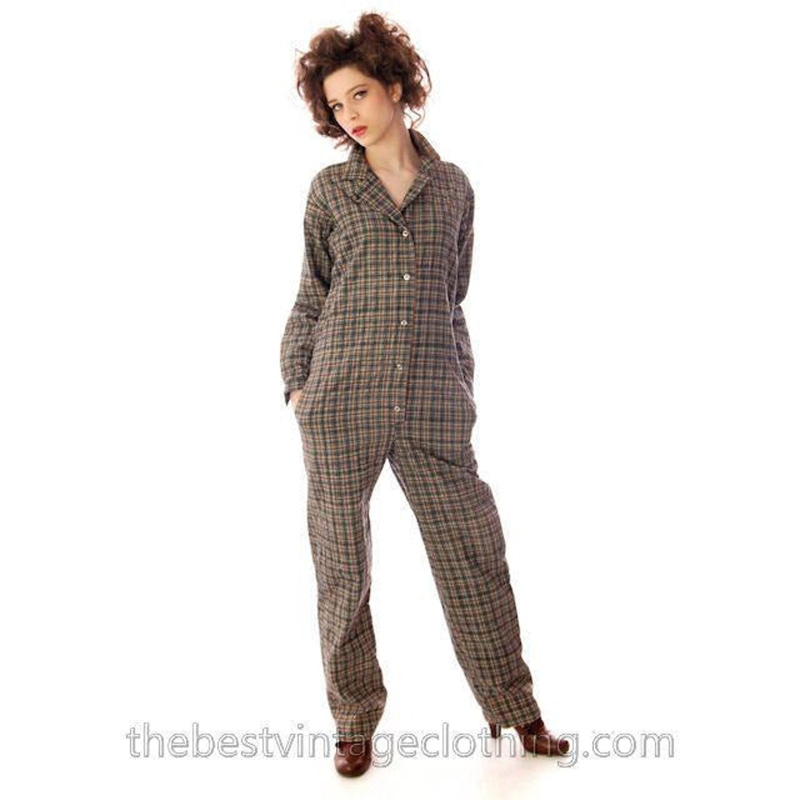 70s Vintage Marimekko Plaid Jumpsuit Coveralls 1970s Womens S Item image 2