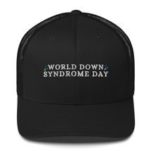 World Down Syndrome Awareness Embroidery Trucker Cap Black - £23.28 GBP