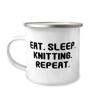 Cute Knitting 12oz Camper Mug, Eat. Sleep. Knitting. Repeat, Gifts For Friends,  - £15.78 GBP