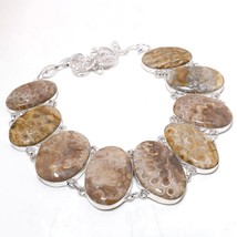 Fossil Coral Oval Shape Gemstone Handmade Ethnic Necklace Jewelry 18&quot; SA... - £11.00 GBP