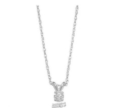 10K White Gold Solitaire Necklace 7mm Pendant 1/10 ct. Diamond Chain - $161.49