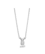 10K White Gold Solitaire Necklace 7mm Pendant 1/10 ct. Diamond Chain - $219.91 CAD