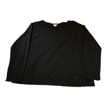 Womens Jaclyn Smith Black Studded Sparkle Holiday Dress Shirt Blouse Size XL Top - £14.72 GBP