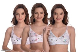 Bra Non Padded Bra Pack Of 3 Bra Sets Women&#39;s Bra Non Wired Pushup Girls Bras - £16.12 GBP