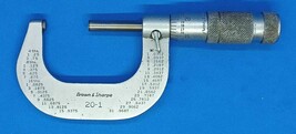Brown &amp; Sharpe 20-1 Micrometer 1-2&quot; Range .001&quot;  - $39.99