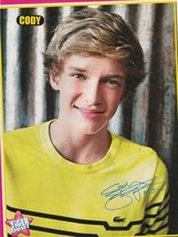 Cody Simpson teen magazine pinup clippings teen idols yellow shirt Tiger Beat - £2.80 GBP