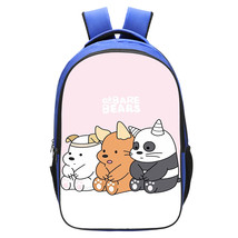 WM We Bare Bears Kid Child Backpack Daypack Schoolbag Blue Type B - £19.07 GBP