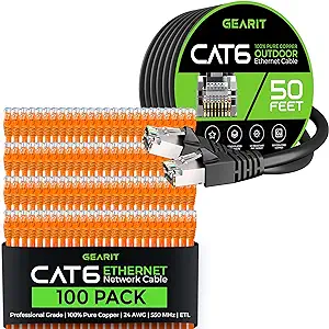 GearIT 100Pack 1ft Cat6 Ethernet Cable &amp; 50ft Cat6 Cable - $286.99