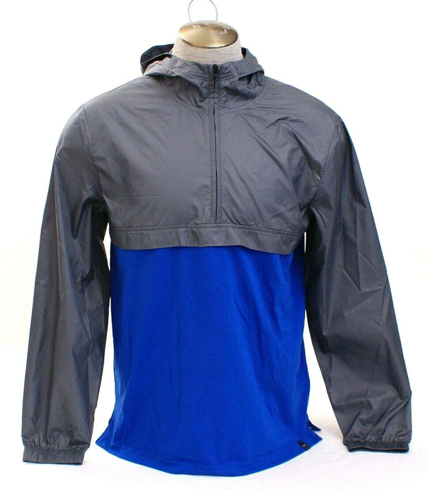 Under Armour Gray &amp; Blue 1/2 Zip Lightweight Hooded Wind Jacket Hoodie M... - $44.99