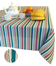 Tektrum 60&quot;X120&quot; Rectangular Colorful Stripes Tablecloth-Waterproof/Spill Proof - £22.69 GBP