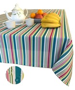 Tektrum 60&quot;X120&quot; Rectangular Colorful Stripes Tablecloth-Waterproof/Spil... - £22.08 GBP