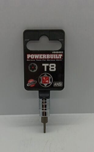Powerbuilt 1/4 Inch Drive T-8 Tamper Proof Torx Bit Socket - 648453 - £6.12 GBP