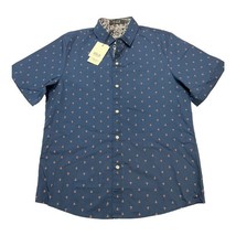 SSLR Shirts Mens S Blue Button Down Anchor Print Short Sleeve Nautical S... - $30.42
