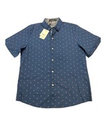 SSLR Shirts Mens S Blue Button Down Anchor Print Short Sleeve Nautical S... - $41.73 CAD