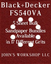 Black+Decker FS540VA - 1/4 Sheet - 17 Grits - No-Slip - 5 Sandpaper Bulk Bundles - £4.00 GBP