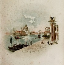 Venice Waterfront Lithograph Victorian Art Print c1850-1870s Canal Sphinx DWN10A - £67.53 GBP