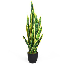 Costway Artificial Snake Plant 35.5&quot; Fake Sansevieria Indoor/Outdoor Decoration - £71.21 GBP
