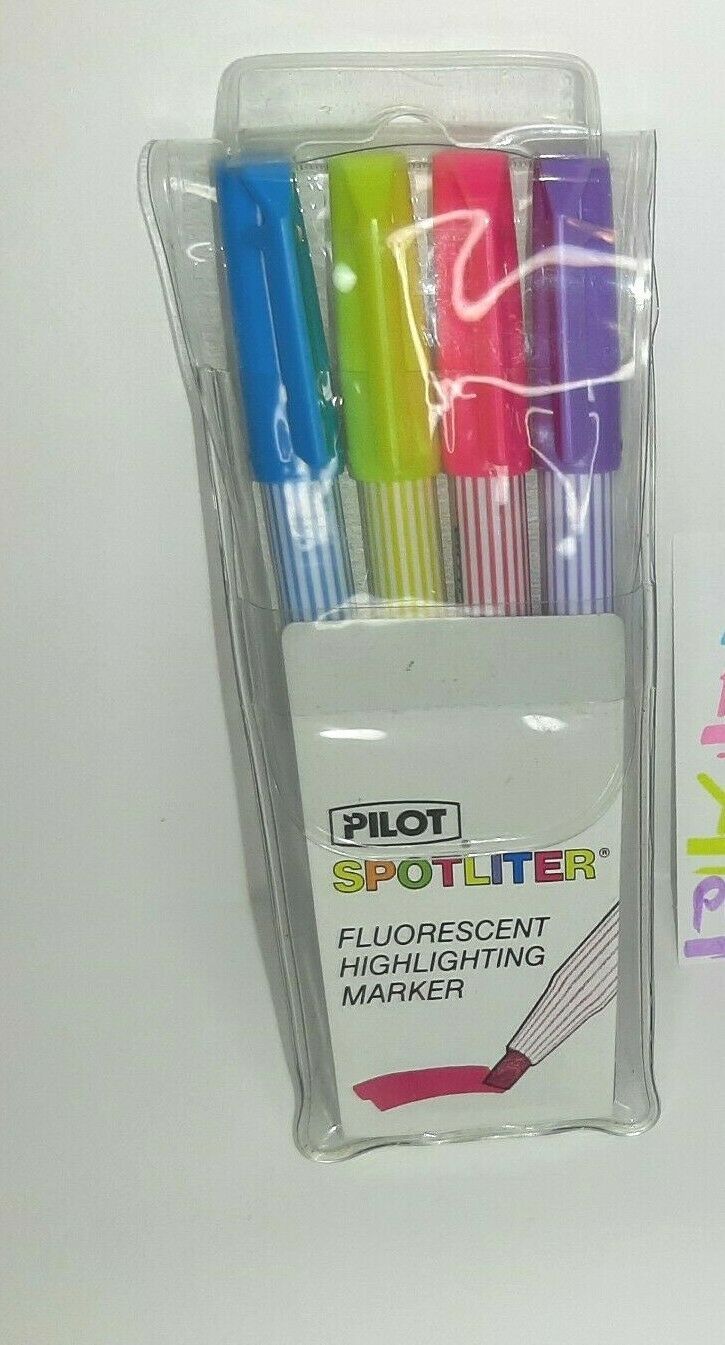 Vintage Pilot Spotliter Fluorescent Stick Highlighter Pen Chisel 4 Pack - $7.43