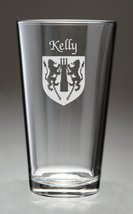Kelly Irish Coat of Arms Pint Glasses - Set of 4 (Sand Etched) - £54.35 GBP