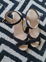 Papaya Black Suede Wedge Sandal For Women Size 5uk - £21.58 GBP