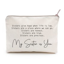 My Sister Is You Makeup Bag Sister Gift Linen Case Sister Birthday Gift Toiletry - £23.96 GBP