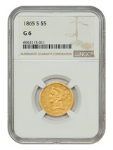 1865-S $5 NGC G6 - Liberty Head $5 - $2,546.25