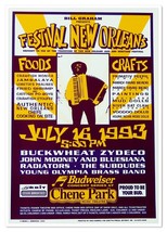Festival New Orleans 1993 Show Poster Mark Arminski Buckwheat Zydeco Bill Graham - £38.92 GBP