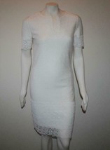 St John White Lace Trim Wool Blend Knit Dress Size 4 NWT - $695.00