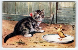 Farm Friends Cats Tuck Series 9436 Signed B. Cobbe Kitten Baby Duck Intr... - $28.26