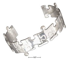 Sterling Silver Autism Awareness Jigsaw Puzzle Pieces Cuff Bracelet - £152.60 GBP