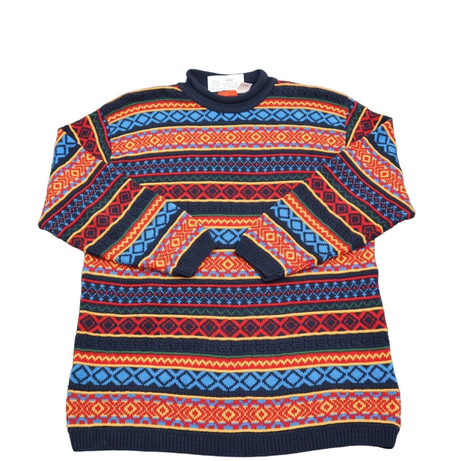 Primary image for Liz and Co Sweater Mens S Multicolor Knit Fair Isle Long Sleeve Round Neck