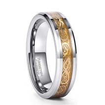 Ring Men Real Tungsten Ring 6mm/8mm Gold Celtic Dragon Polished Engagement Rings - £22.16 GBP