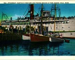 Steamboat Martha&#39;s Vineyard Fishing Smacks Pier Woods Hole MA Linen Post... - $3.91