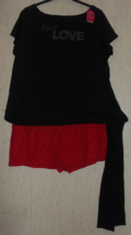 Nwt Womens Joe Boxer Black &amp; Red W/ Hearts Knit Pajama Set + Leg Warmers Size 3X - £25.82 GBP