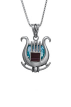 Jerusalem Nano Bible Torah Pendant King David&#39;s Harp Roman Glass Silver ... - $128.70
