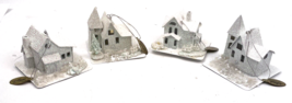 Katherine’s Collection White Glitter Christmas House Ornaments 3x3x2 Lot 4 - £49.57 GBP