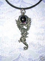 Dragon W Purple Glass Orb Ball Wicked Detailed Usa Pewter Pendant Necklace - £11.23 GBP