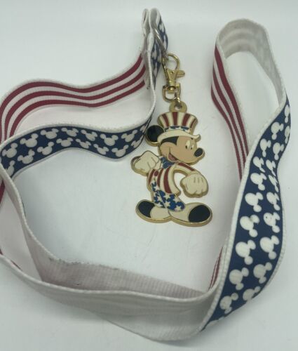 Mickey Mouse July 4th Uncle Sam Keychain Keyring WDW Disney Disneyland & Lanyard - $23.36
