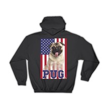 PUG USA : Gift Hoodie Flag American Dog Lover Pet United States Cute - £28.46 GBP