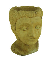 Designer Stone Harvest Yellow Jaipur Queen Head Concrete Planter - £93.35 GBP