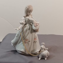 Vintage Lenwile China Ardalt Girl walking Dog Figurine #7426 Japan Collectible - £27.69 GBP