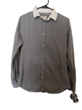 Diesel Mens Gray &amp; White Long Sleeve Collared Cotton Buttons Up Shirt Size S - £33.50 GBP