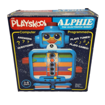 Vintage 1978 Playskool Blue Alphie Electronic Blue Robot 426 Computer Tested - $42.75