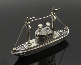 925 Sterling Silver - Vintage Shiny Tug Boat Motif Table Trinket - TR2751 - £120.76 GBP